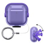 TV, Audio-Video si Foto - Portabile audio - Casti audio - Husa casti Kwmobile pentru Apple AirPods 4, functie stand, Termoplastic, mov, transparent - Infinity.ro