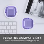 TV, Audio-Video si Foto - Portabile audio - Casti audio - Husa casti Kwmobile pentru Apple AirPods 4, functie stand, Termoplastic, mov, transparent - Infinity.ro