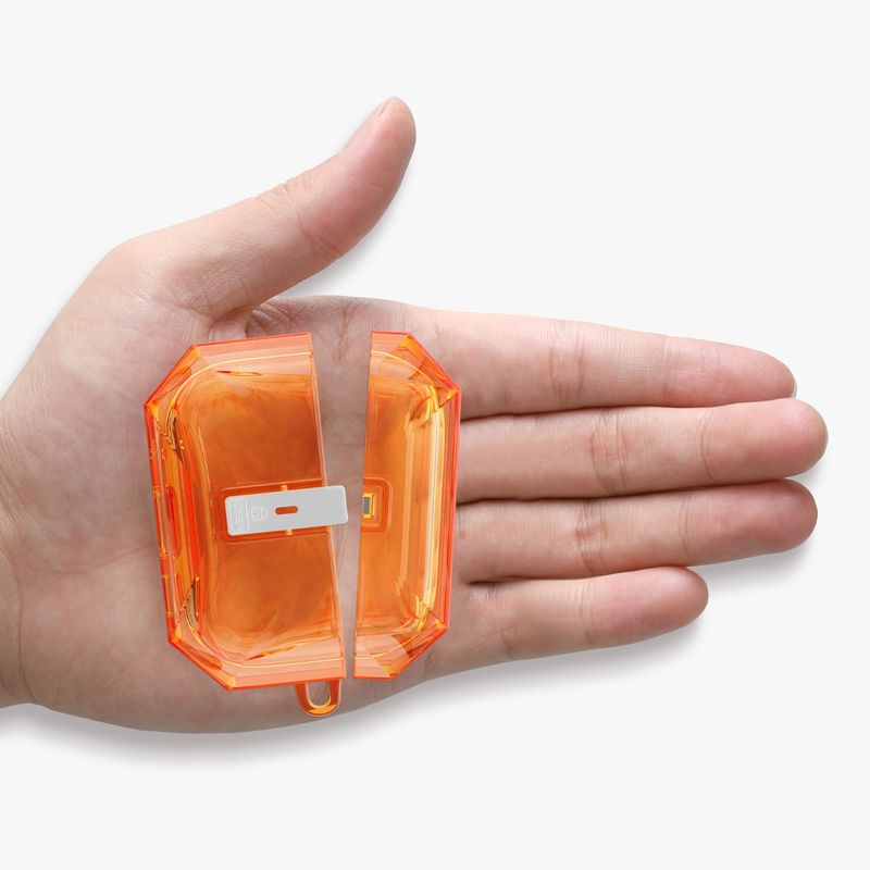 TV, Audio-Video si Foto - Portabile audio - Casti audio - Husa casti Kwmobile pentru Apple AirPods Pro 3, anti-alunecare, protectie la socuri, Silicon, portocaliu, transparent - Infinity.ro