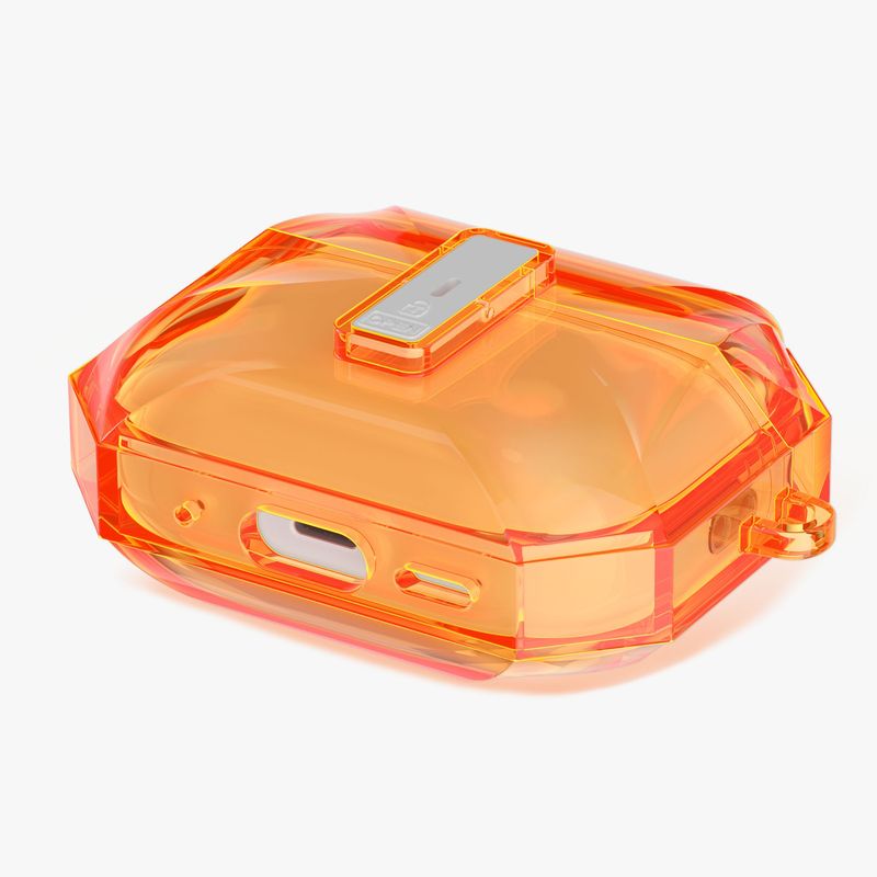 TV, Audio-Video si Foto - Portabile audio - Casti audio - Husa casti Kwmobile pentru Apple AirPods Pro 3, anti-alunecare, protectie la socuri, Silicon, portocaliu, transparent - Infinity.ro