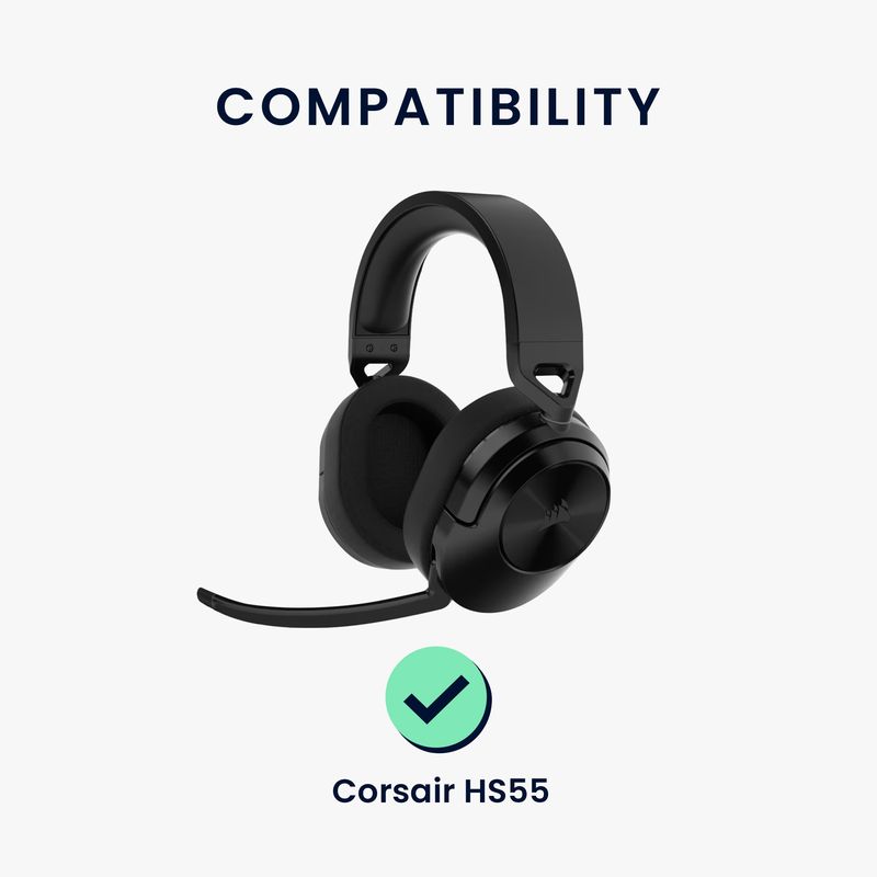 TV, Audio-Video si Foto - Portabile audio - Casti audio - Set 2 pernite pentru casti Kwmobile pentru Corsair HS55, confort sporit, Piele ecologica, negru - Infinity.ro