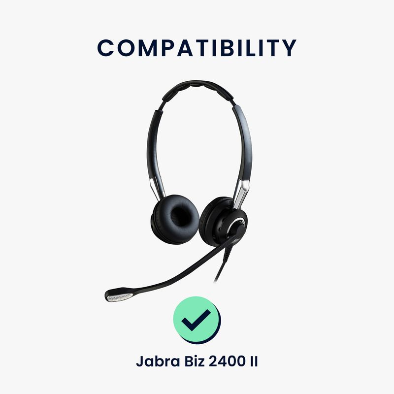 TV, Audio-Video si Foto - Portabile audio - Casti audio - Set 2 pernite pentru casti Kwmobile pentru Jabra Biz 2400 II, confort sporit, Piele ecologica, negru - Infinity.ro
