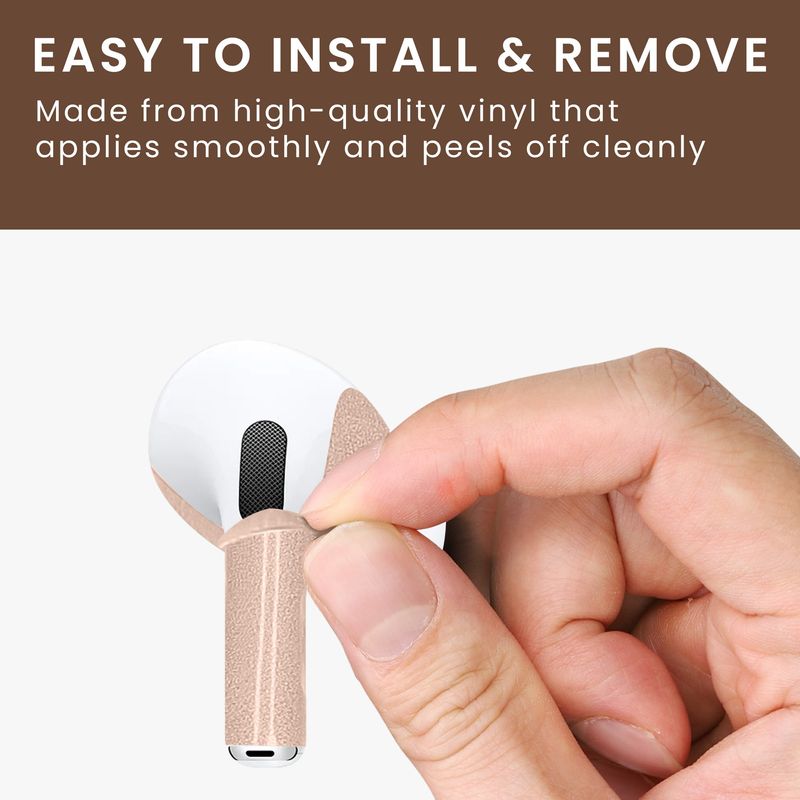 TV, Audio-Video si Foto - Portabile audio - Casti audio - Skin Kwmobile pentru Apple AirPods Pro 3, indepartare fara urme, Vinil, bej - Infinity.ro