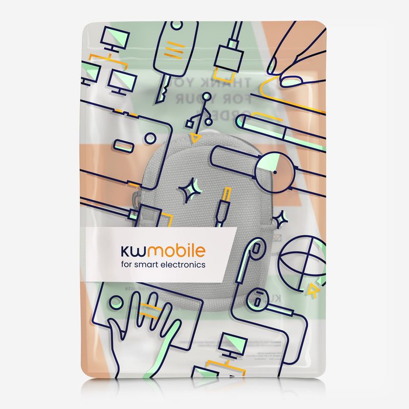 TV, Audio-Video si Foto - Portabile audio - Casti audio - Husa universala pentru casti Kwmobile, protectie la socuri, Nylon, gri deschis - Infinity.ro