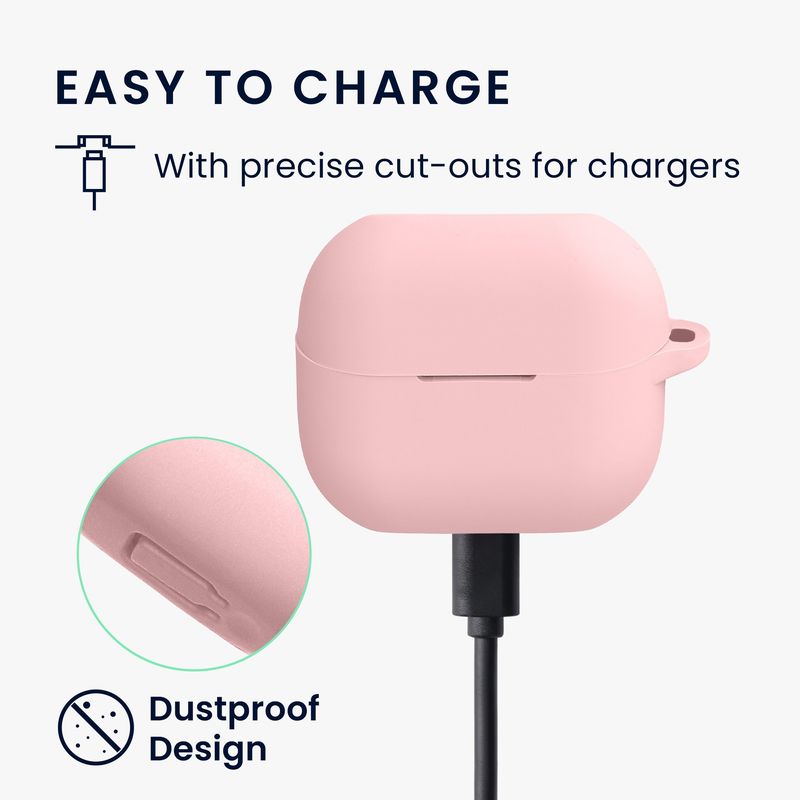 TV, Audio-Video si Foto - Portabile audio - Casti audio - Husa casti Kwmobile pentru Samsung Galaxy Buds 3, Galaxy Buds 3 Pro, anti-alunecare, Silicon, roz - Infinity.ro
