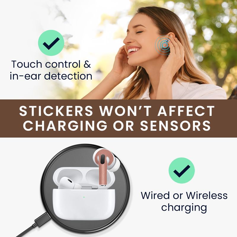 TV, Audio-Video si Foto - Portabile audio - Casti audio - Skin Kwmobile pentru Apple AirPods Pro 2, AirPods Pro, indepartare fara urme, nuanta 59, Vinil, bej - Infinity.ro