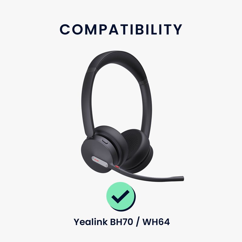 TV, Audio-Video si Foto - Portabile audio - Casti audio - Set 2 pernite pentru casti Kwmobile pentru Yealink BH70, WH64, confort sporit, Piele ecologica, negru - Infinity.ro