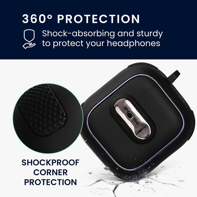TV, Audio-Video si Foto - Portabile audio - Casti audio - Husa casti Kwmobile pentru Apple AirPods 4, protectie la socuri, Policarbonat, negru - Infinity.ro