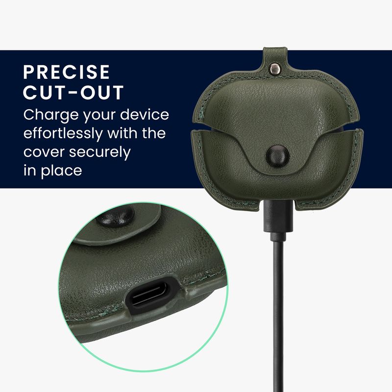 TV, Audio-Video si Foto - Portabile audio - Casti audio - Husa casti Kwmobile pentru Samsung Galaxy Buds 3, Galaxy Buds 3 Pro, protectie la zgarieturi, Piele ecologica, verde - Infinity.ro