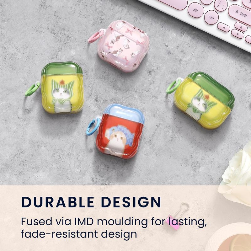 TV, Audio-Video si Foto - Portabile audio - Casti audio - Husa casti Kwmobile pentru Apple AirPods 1, AirPods 2, incarcare wireless, prindere cu inel, Termoplastic, multicolor - Infinity.ro
