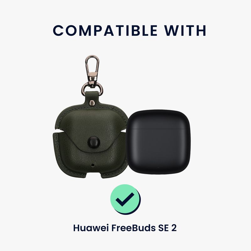 TV, Audio-Video si Foto - Portabile audio - Casti audio - Husa casti Kwmobile pentru Huawei FreeBuds SE 2, protectie la zgarieturi, Piele ecologica, verde - Infinity.ro