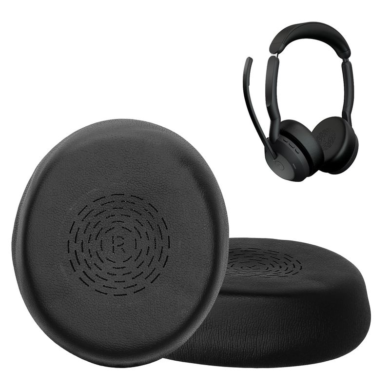 TV, Audio-Video si Foto - Portabile audio - Casti audio - Set 2 pernite pentru casti Kwmobile pentru Jabra Evolve2 55, confort sporit, Piele ecologica, negru - Infinity.ro