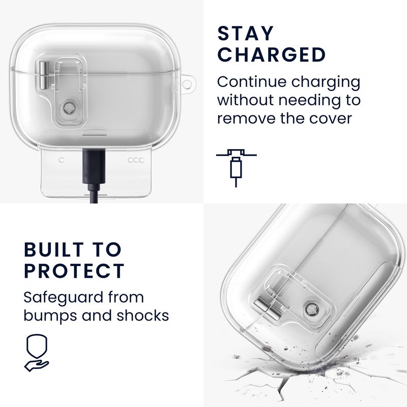 TV, Audio-Video si Foto - Portabile audio - Casti audio - Husa casti Kwmobile pentru Apple AirPods Pro 2, AirPods Pro, functie stand, Termoplastic, transparent - Infinity.ro