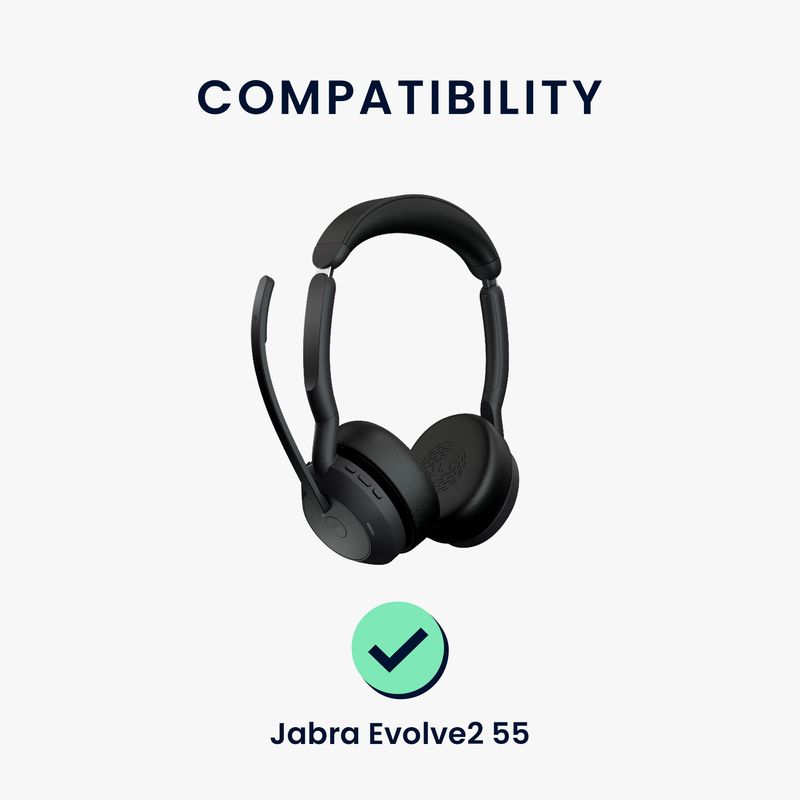 TV, Audio-Video si Foto - Portabile audio - Casti audio - Set 2 pernite pentru casti Kwmobile pentru Jabra Evolve2 55, confort sporit, Piele ecologica, negru - Infinity.ro