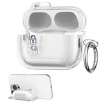 TV, Audio-Video si Foto - Portabile audio - Casti audio - Husa casti Kwmobile pentru Apple AirPods Pro 2, AirPods Pro, functie stand, Termoplastic, transparent - Infinity.ro