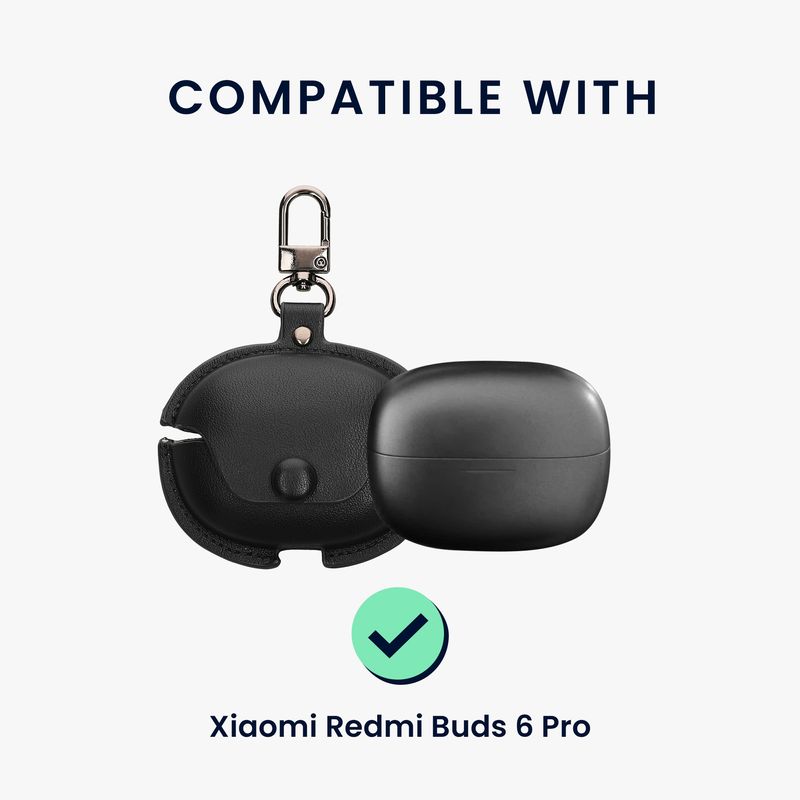 TV, Audio-Video si Foto - Portabile audio - Casti audio - Husa casti Kwmobile pentru Xiaomi Redmi Buds 6 Pro, protectie la zgarieturi, Piele ecologica, negru - Infinity.ro