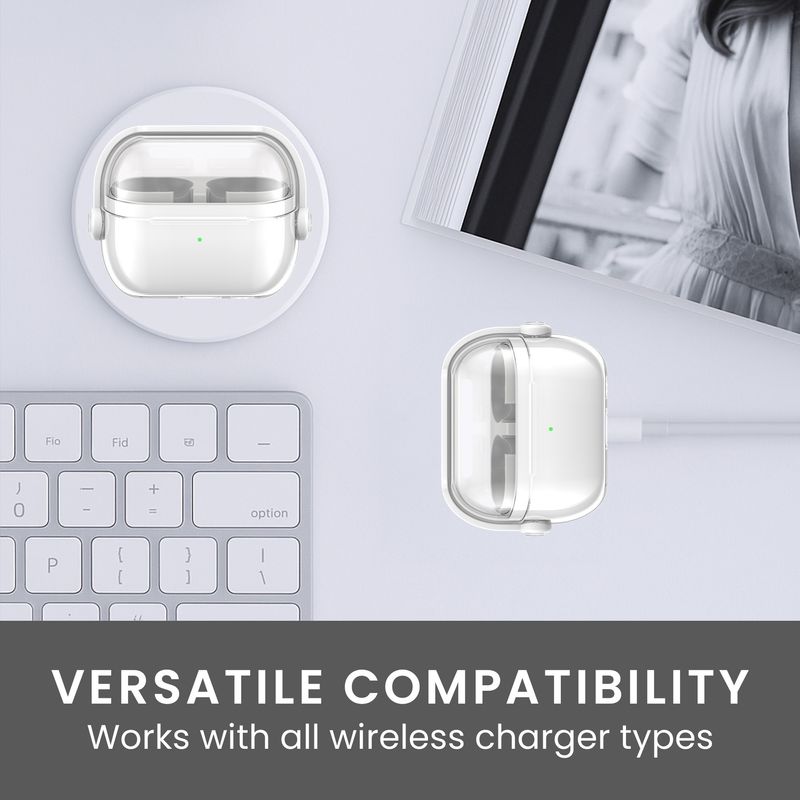TV, Audio-Video si Foto - Portabile audio - Casti audio - Husa casti Kwmobile pentru Samsung Galaxy Buds 3, Galaxy Buds 3 Pro, functie stand, Termoplastic, transparent - Infinity.ro