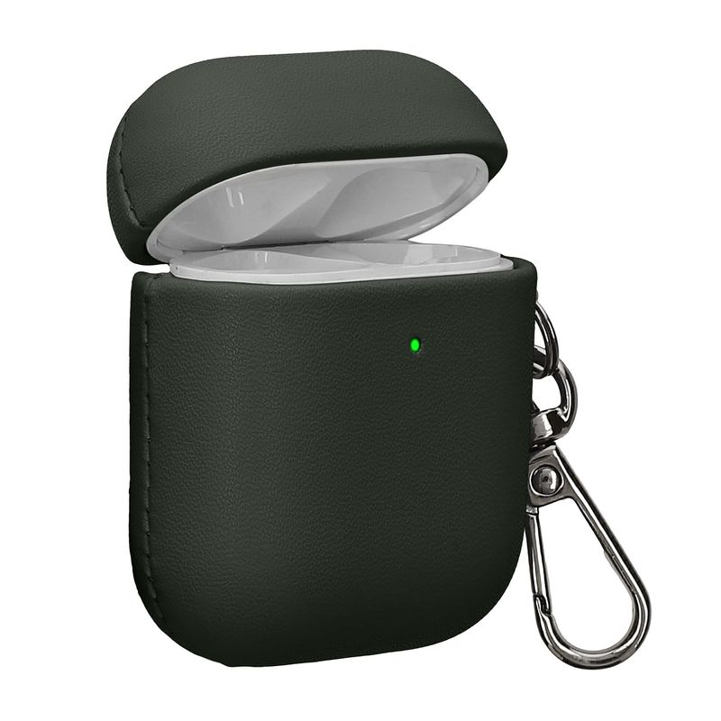 TV, Audio-Video si Foto - Portabile audio - Casti audio - Husa casti Kwmobile pentru Apple AirPods 1, AirPods 2, incarcare wireless, Piele ecologica, verde - Infinity.ro