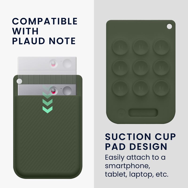 TV, Audio-Video si Foto - Portabile audio - Casti audio - Suport cu ventuza Kwmobile pentru Plaud Note, functie stand, antisoc, antizgarieturi, silicon, verde - Infinity.ro