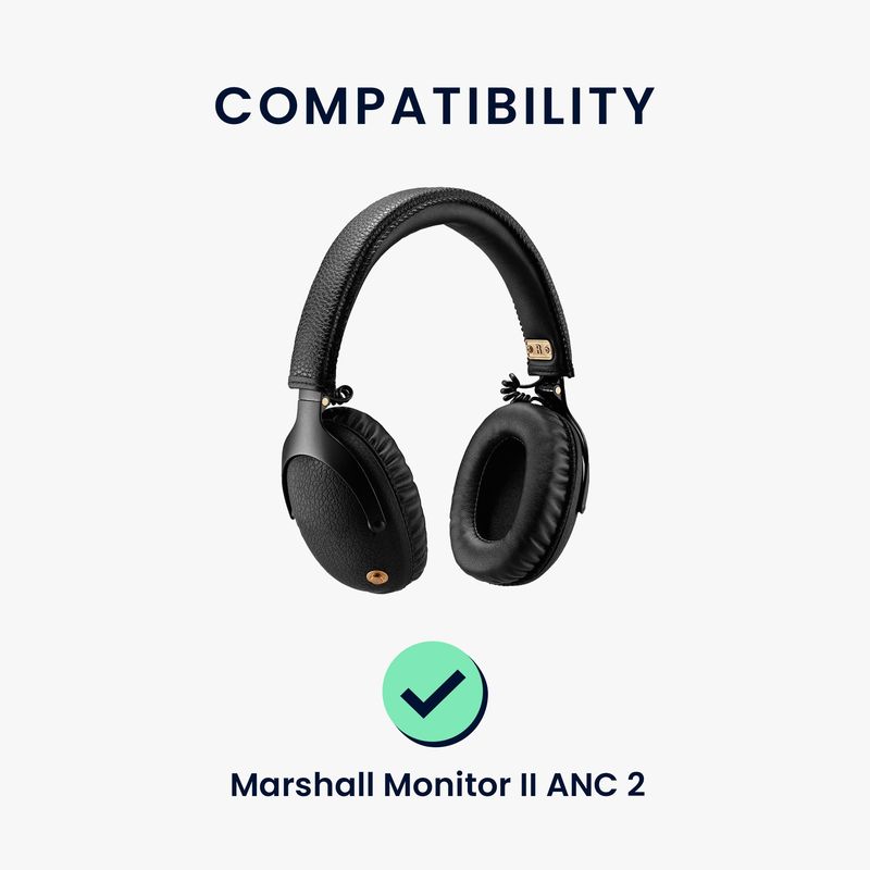 TV, Audio-Video si Foto - Portabile audio - Casti audio - Set 2 pernite pentru casti Kwmobile pentru Marshall Monitor II ANC 2, confort sporit, Piele ecologica, negru - Infinity.ro