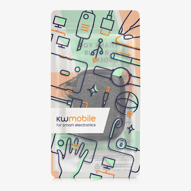 TV, Audio-Video si Foto - Portabile audio - Casti audio - Husa universala pentru casti Kwmobile, protectie la socuri, Textil, alb, gri - Infinity.ro