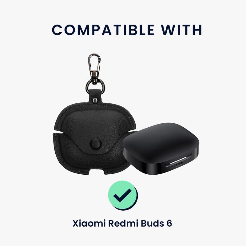 TV, Audio-Video si Foto - Portabile audio - Casti audio - Husa casti Kwmobile pentru Xiaomi Redmi Buds 6, protectie la zgarieturi, Piele ecologica, negru - Infinity.ro