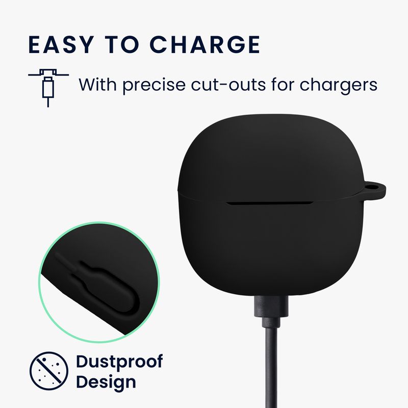 TV, Audio-Video si Foto - Portabile audio - Casti audio - Husa casti Kwmobile pentru Xiaomi Redmi Buds 6 Lite, anti-alunecare, Silicon, negru - Infinity.ro