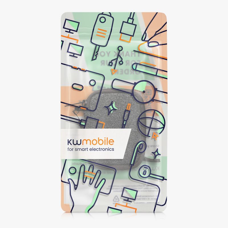 TV, Audio-Video si Foto - Portabile audio - Casti audio - Husa universala pentru casti Kwmobile, protectie la socuri, Textil, gri, alb - Infinity.ro