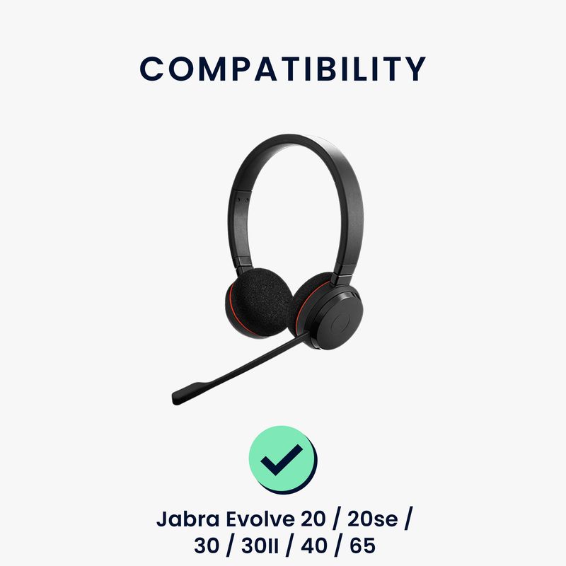 TV, Audio-Video si Foto - Portabile audio - Casti audio - Set 2 pernite casti Kwmobile pentru Jabra Evolve 20, Evolve 20 SE, Evolve 30, Evolve 30 II, Evolve 40, Evolve 65, negru - Infinity.ro