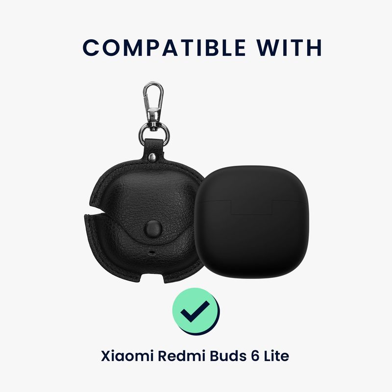 TV, Audio-Video si Foto - Portabile audio - Casti audio - Husa casti Kwmobile pentru Xiaomi Redmi Buds 6 Lite, protectie la zgarieturi, Piele ecologica, negru - Infinity.ro