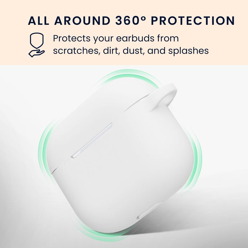 TV, Audio-Video si Foto - Portabile audio - Casti audio - Husa casti Kwmobile pentru Apple AirPods 4, anti-alunecare, Silicon, alb, gri - Infinity.ro