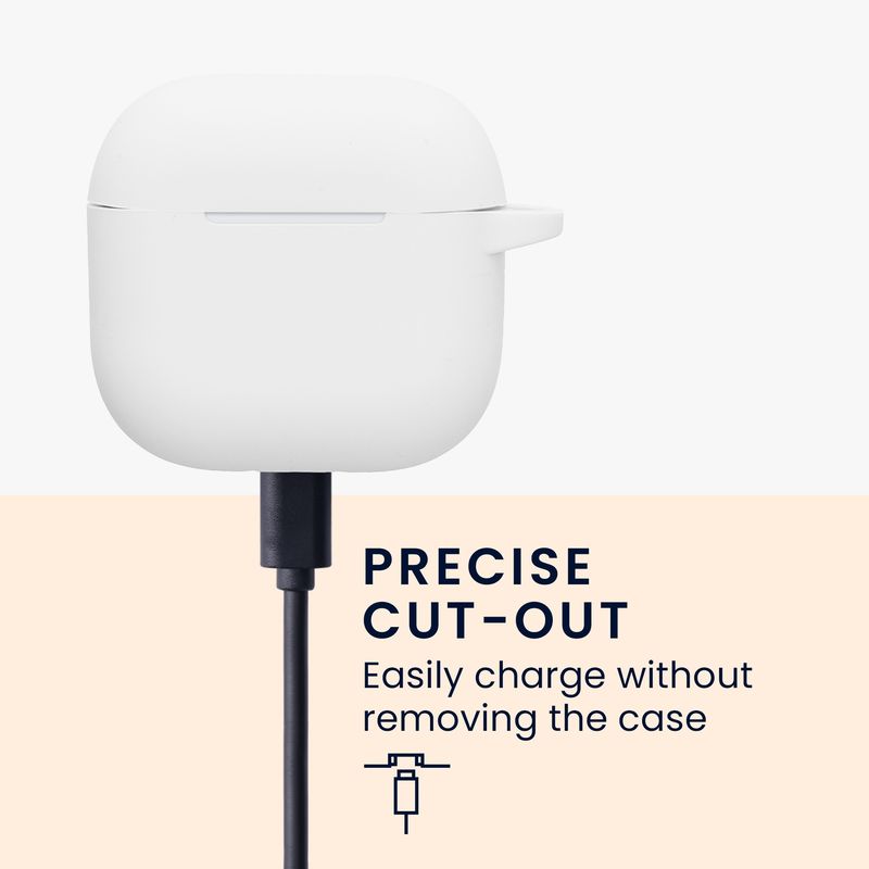 TV, Audio-Video si Foto - Portabile audio - Casti audio - Husa casti Kwmobile pentru Apple AirPods 4, anti-alunecare, Silicon, alb, gri - Infinity.ro