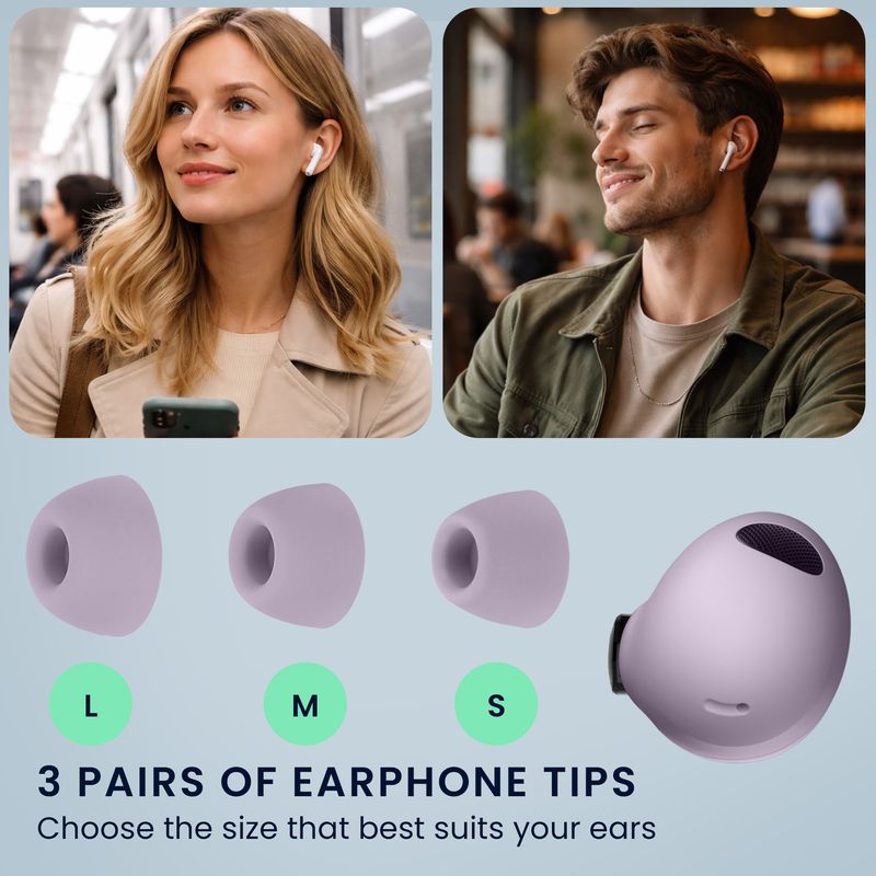 TV, Audio-Video si Foto - Portabile audio - Casti audio - Set 6 dopuri pentru casti Kwmobile pentru Samsung Galaxy Buds 2 Pro, confort sporit, Silicon, mov - Infinity.ro