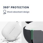 TV, Audio-Video si Foto - Portabile audio - Casti audio - Husa casti Kwmobile pentru Apple AirPods 4, prindere cu carabina, protectie la zgarieturi, Silicon, alb - Infinity.ro