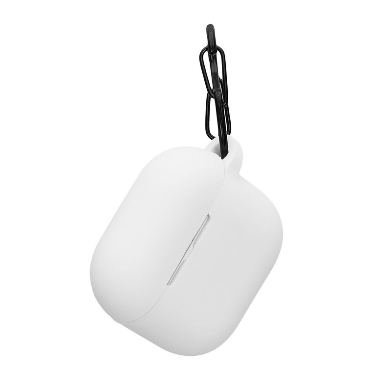TV, Audio-Video si Foto - Portabile audio - Casti audio - Husa casti Kwmobile pentru Apple AirPods 4, prindere cu carabina, protectie la zgarieturi, Silicon, alb - Infinity.ro