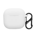 TV, Audio-Video si Foto - Portabile audio - Casti audio - Husa casti Kwmobile pentru Apple AirPods 4, prindere cu carabina, protectie la zgarieturi, Silicon, alb - Infinity.ro