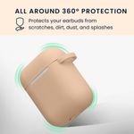 TV, Audio-Video si Foto - Portabile audio - Casti audio - Husa casti Kwmobile pentru Apple AirPods 1, AirPods 2, incarcare wireless, Silicon, maro, negru - Infinity.ro