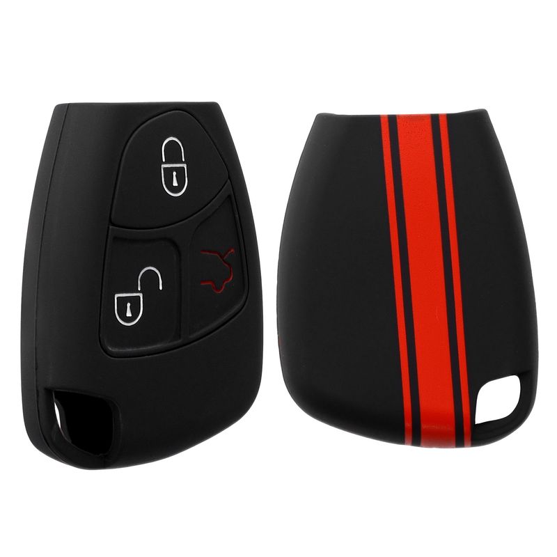 Auto si Moto - Electronice auto - Accesorii electronice auto - Husa pentru cheie auto Kwmobile pentru Mercedes-Benz A-Klasse W169, B W245 T245, C, CL, anti-alunecare, TPU, rosu, negru - Infinity.ro