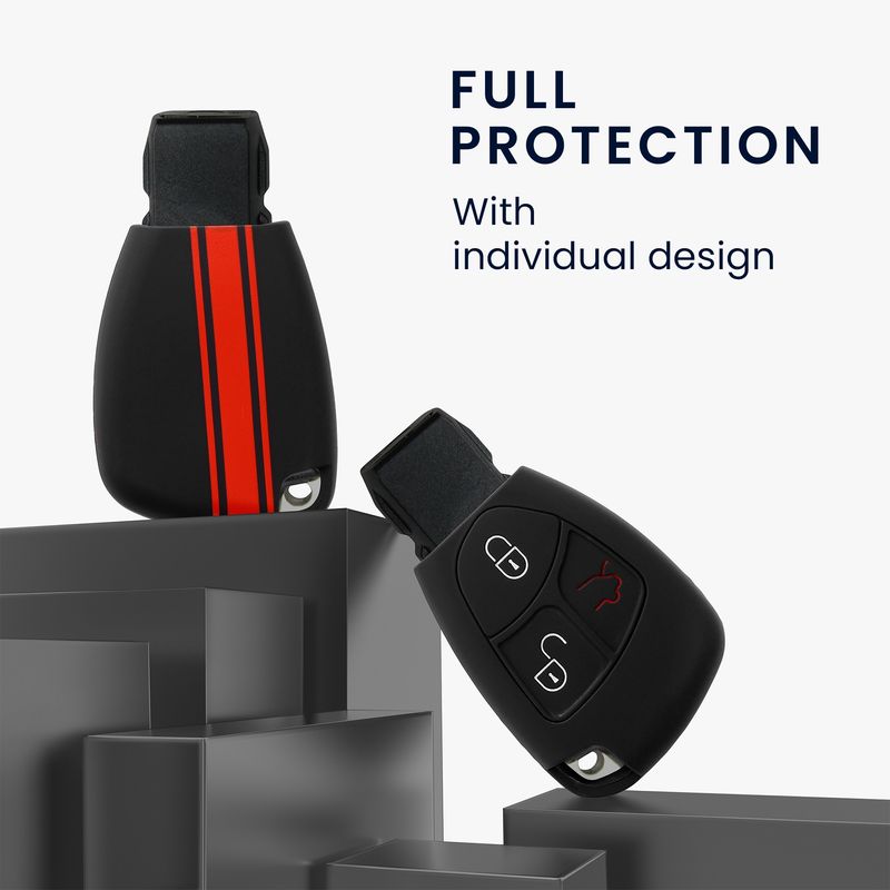 Auto si Moto - Electronice auto - Accesorii electronice auto - Husa pentru cheie auto Kwmobile pentru Mercedes-Benz A-Klasse W169, B W245 T245, C, CL, anti-alunecare, TPU, rosu, negru - Infinity.ro