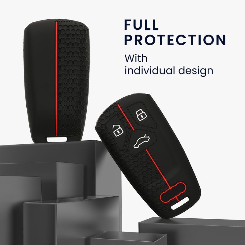 Auto si Moto - Electronice auto - Accesorii electronice auto - Husa pentru cheie auto Kwmobile pentru Audi A4 S4 RS4 B9, A5 F5 S5 RS5, A6, A7 C8, anti-alunecare, TPU, negru, rosu - Infinity.ro