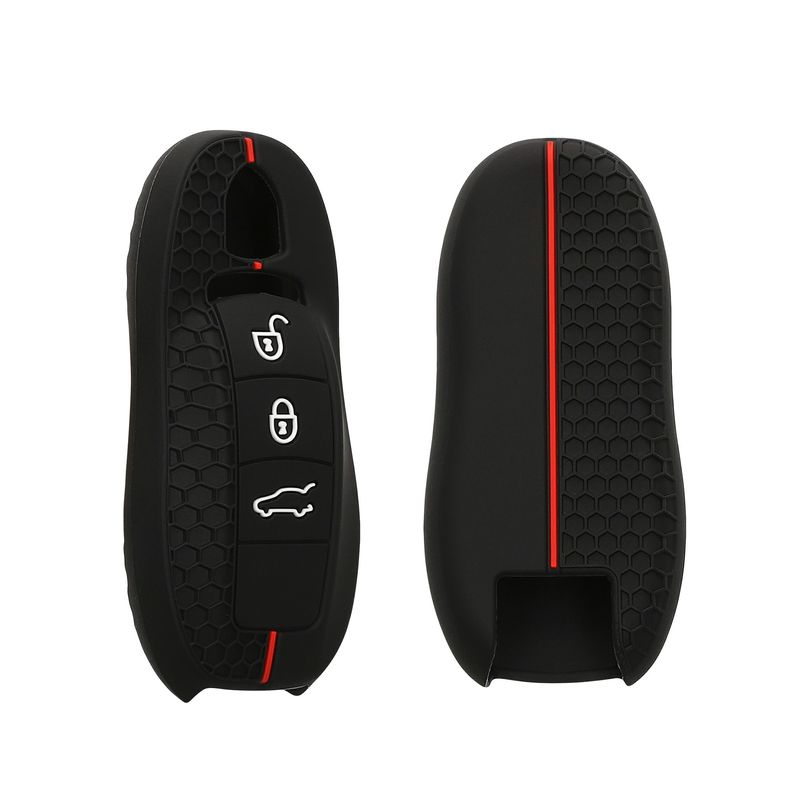 Auto si Moto - Electronice auto - Accesorii electronice auto - Husa pentru cheie auto Kwmobile pentru Porsche 911 971, Boxster, Carrera GT, Cayenne, anti-alunecare, TPU, negru, rosu - Infinity.ro