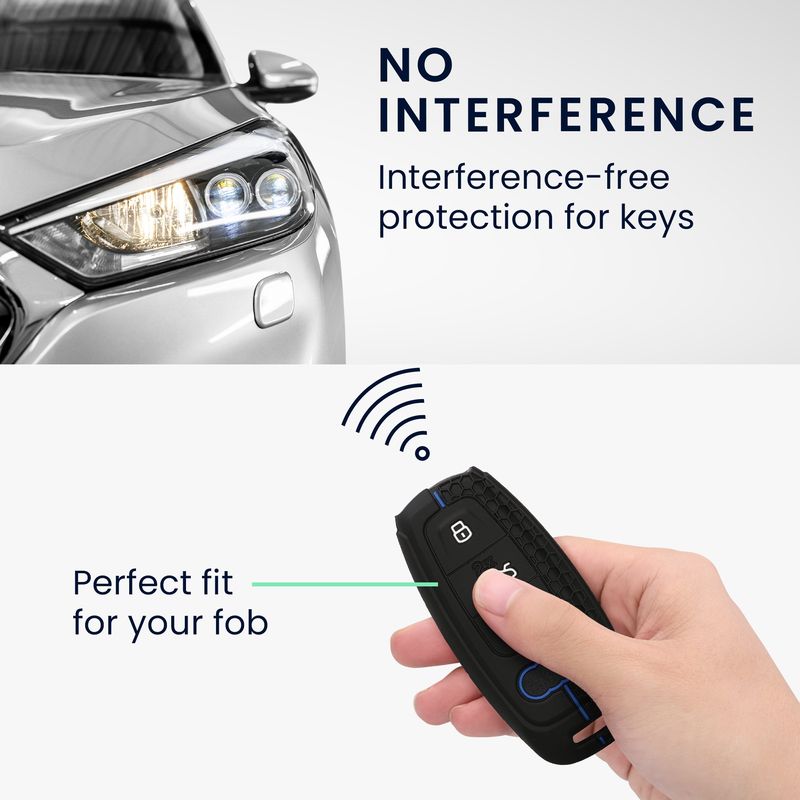 Auto si Moto - Electronice auto - Accesorii electronice auto - Husa pentru cheie auto Kwmobile pentru Audi A6, A7, A8, Q7, anti-alunecare, TPU, negru, albastru - Infinity.ro