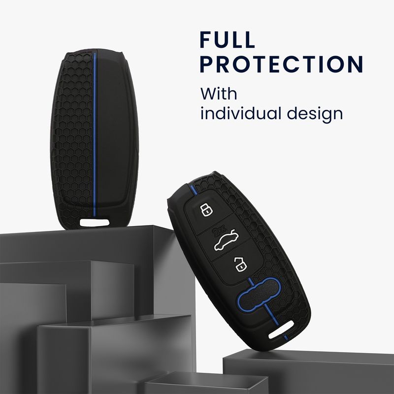 Auto si Moto - Electronice auto - Accesorii electronice auto - Husa pentru cheie auto Kwmobile pentru Audi A6, A7, A8, Q7, anti-alunecare, TPU, negru, albastru - Infinity.ro
