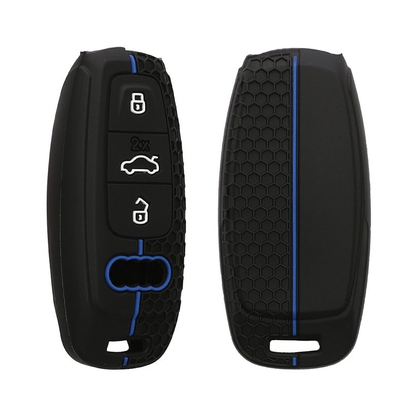 Auto si Moto - Electronice auto - Accesorii electronice auto - Husa pentru cheie auto Kwmobile pentru Audi A6, A7, A8, Q7, anti-alunecare, TPU, negru, albastru - Infinity.ro