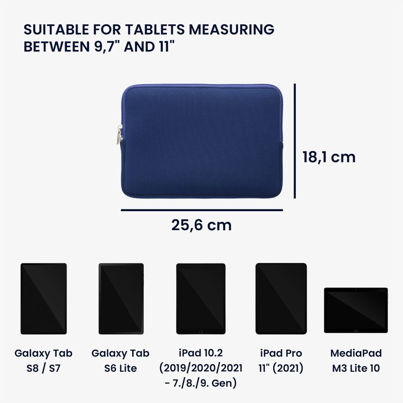 Laptop, Telefoane si Tablete - Tablete si accesorii tablete - Accesorii Tablete - Huse tablete - Husa tip pouch Kwmobile universala pentru tableta, neopren, albastru inchis, protectie la zgarieturi - Infinity.ro