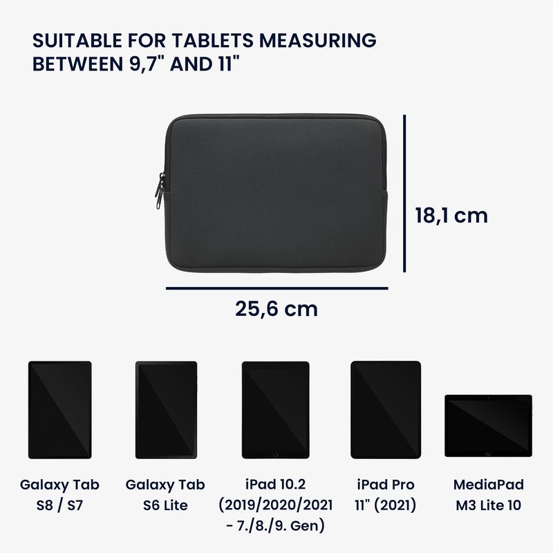 Laptop, Telefoane si Tablete - Tablete si accesorii tablete - Accesorii Tablete - Huse tablete - Husa tip pouch Kwmobile universala pentru tableta, neopren, gri, protectie la zgarieturi - Infinity.ro