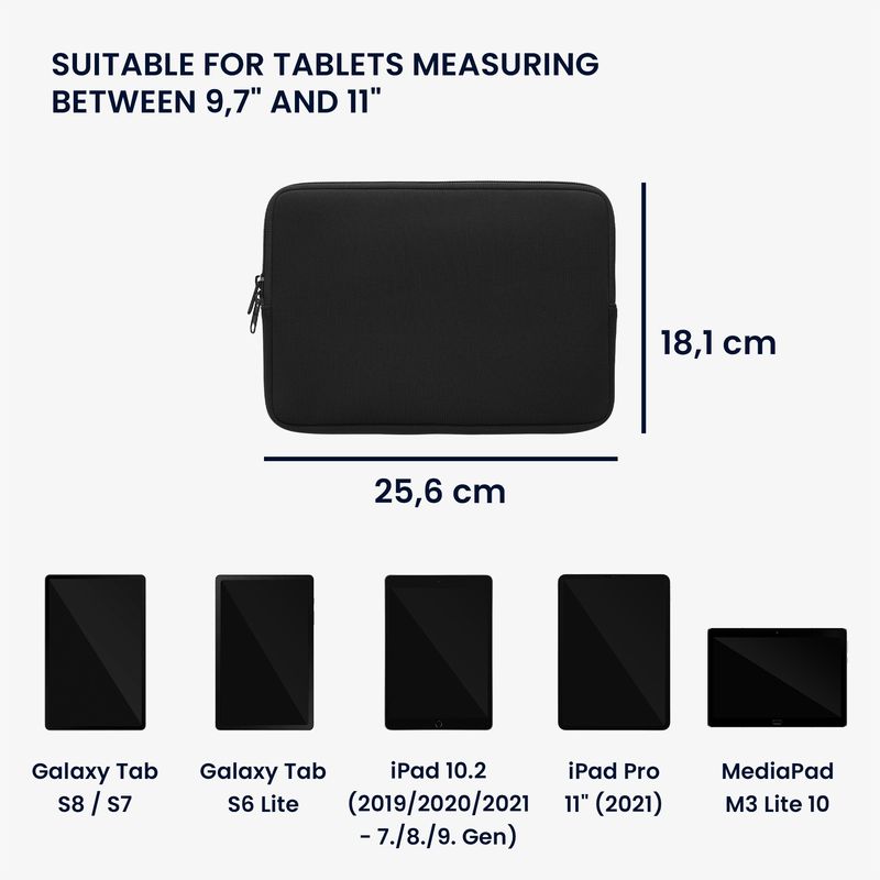 Laptop, Telefoane si Tablete - Tablete si accesorii tablete - Accesorii Tablete - Huse tablete - Husa tip pouch Kwmobile universala pentru tableta, neopren, negru, protectie la zgarieturi - Infinity.ro