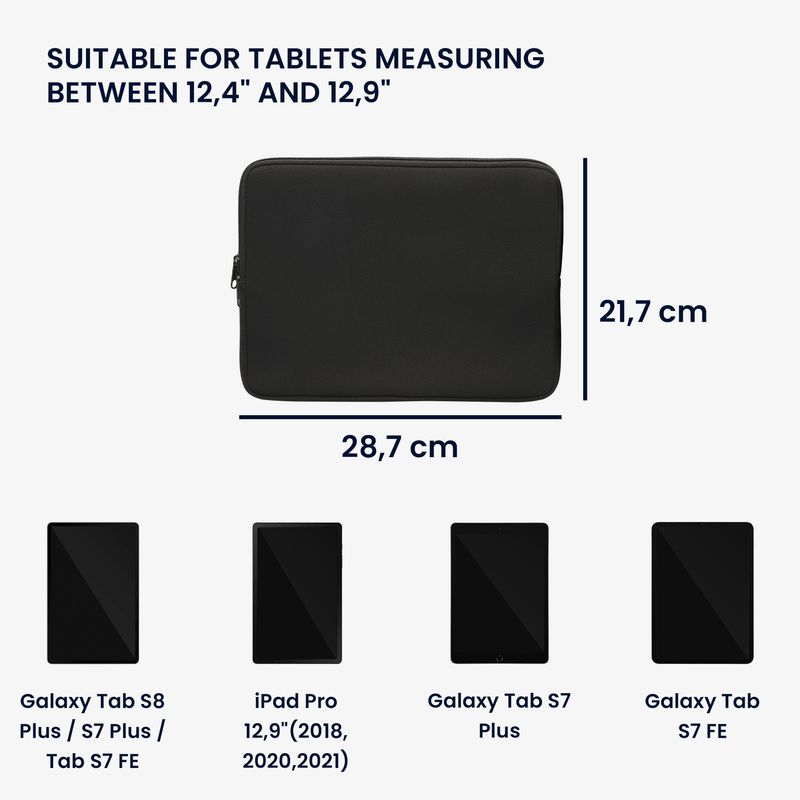 Laptop, Telefoane si Tablete - Tablete si accesorii tablete - Accesorii Tablete - Huse tablete - Husa tip pouch Kwmobile universala pentru tableta, neopren, negru, inchidere cu fermoar - Infinity.ro