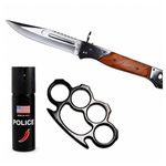 Sport si Outdoor - Camping - Cutite, bricege si accesorii - Cutite si bricege - Set briceag de vanatoare, spray paralizant chili si box autoaparare DEPOX®, Legion, 22 cm/60 ml/12 cm - Infinity.ro