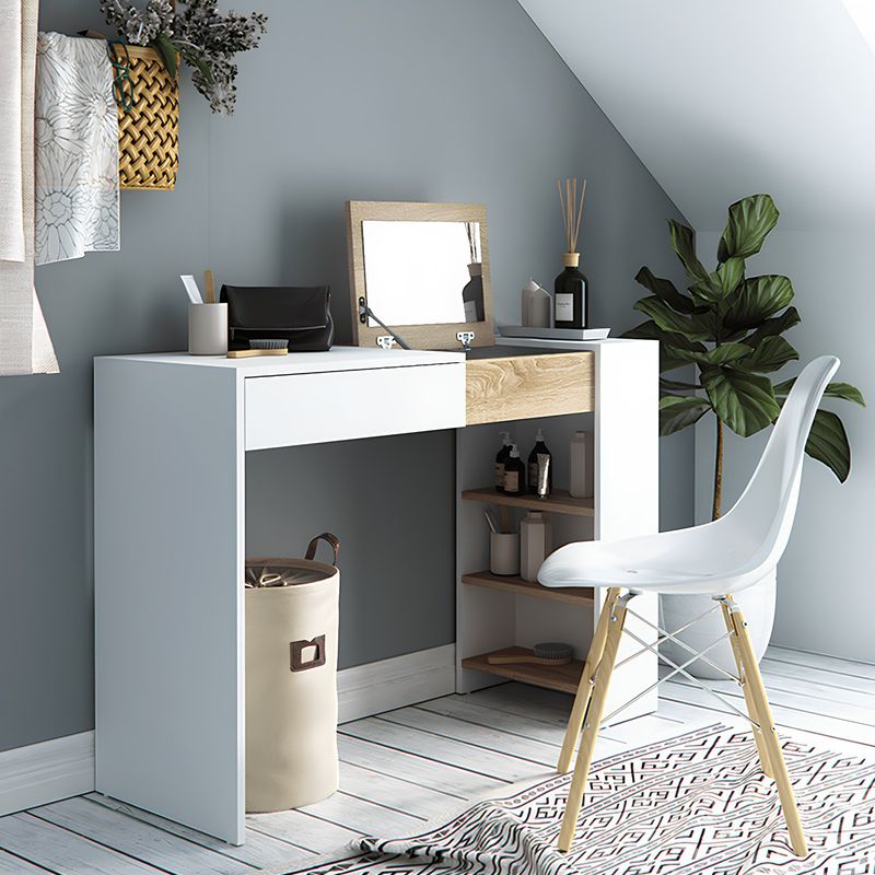 Casa si Gradina - Mobilier - Comode si corpuri - Masute de toaleta - Masuta de toaleta/masa de scris, alb/stejar sonoma, ELIS - Infinity.ro